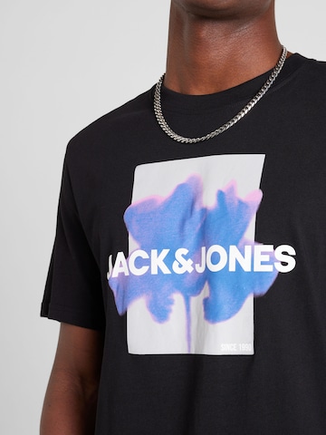 juoda JACK & JONES Marškinėliai 'FLORALS'