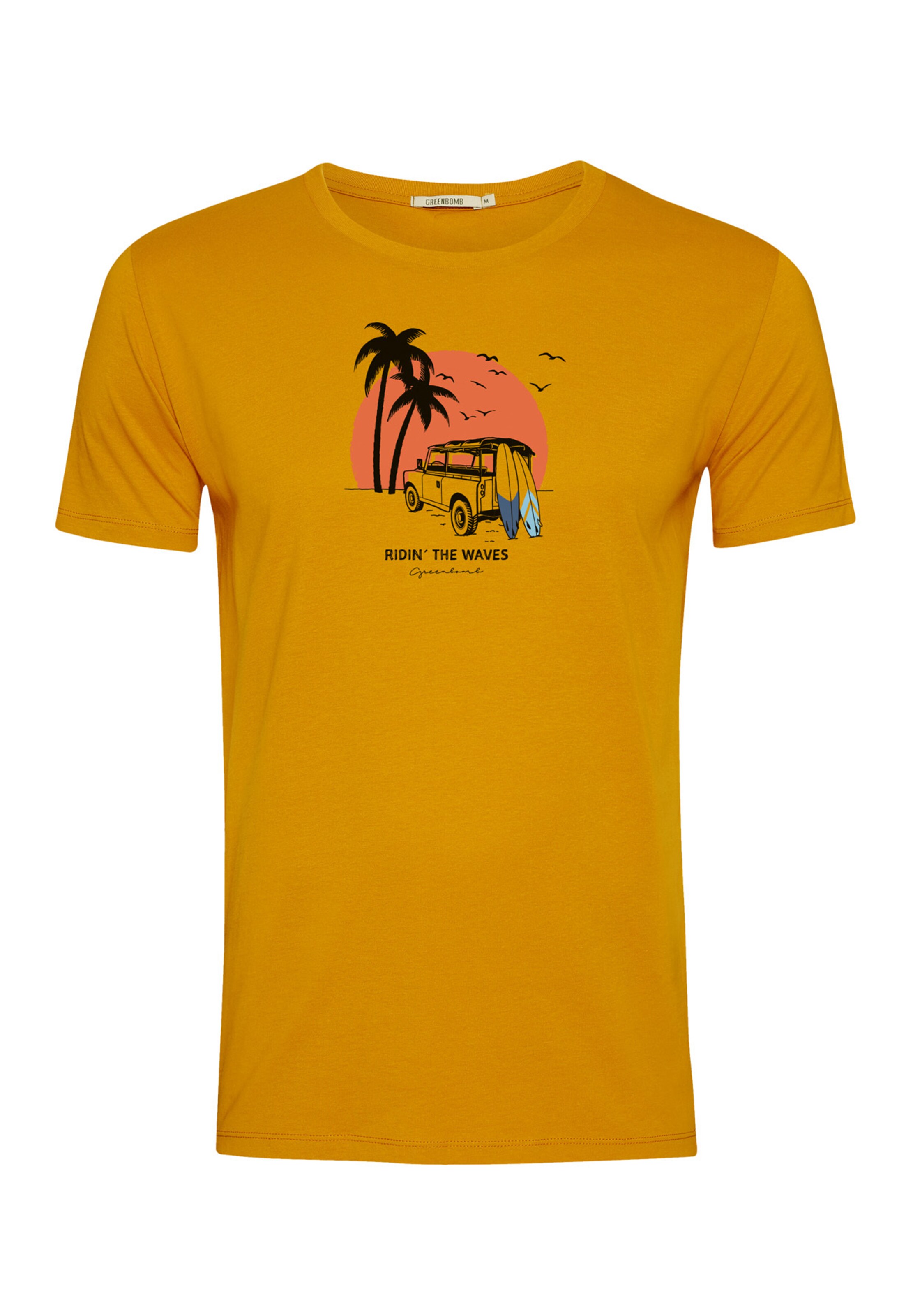 Maglietta 'Nature Car Surf' di GREENBOMB in giallo: frontale
