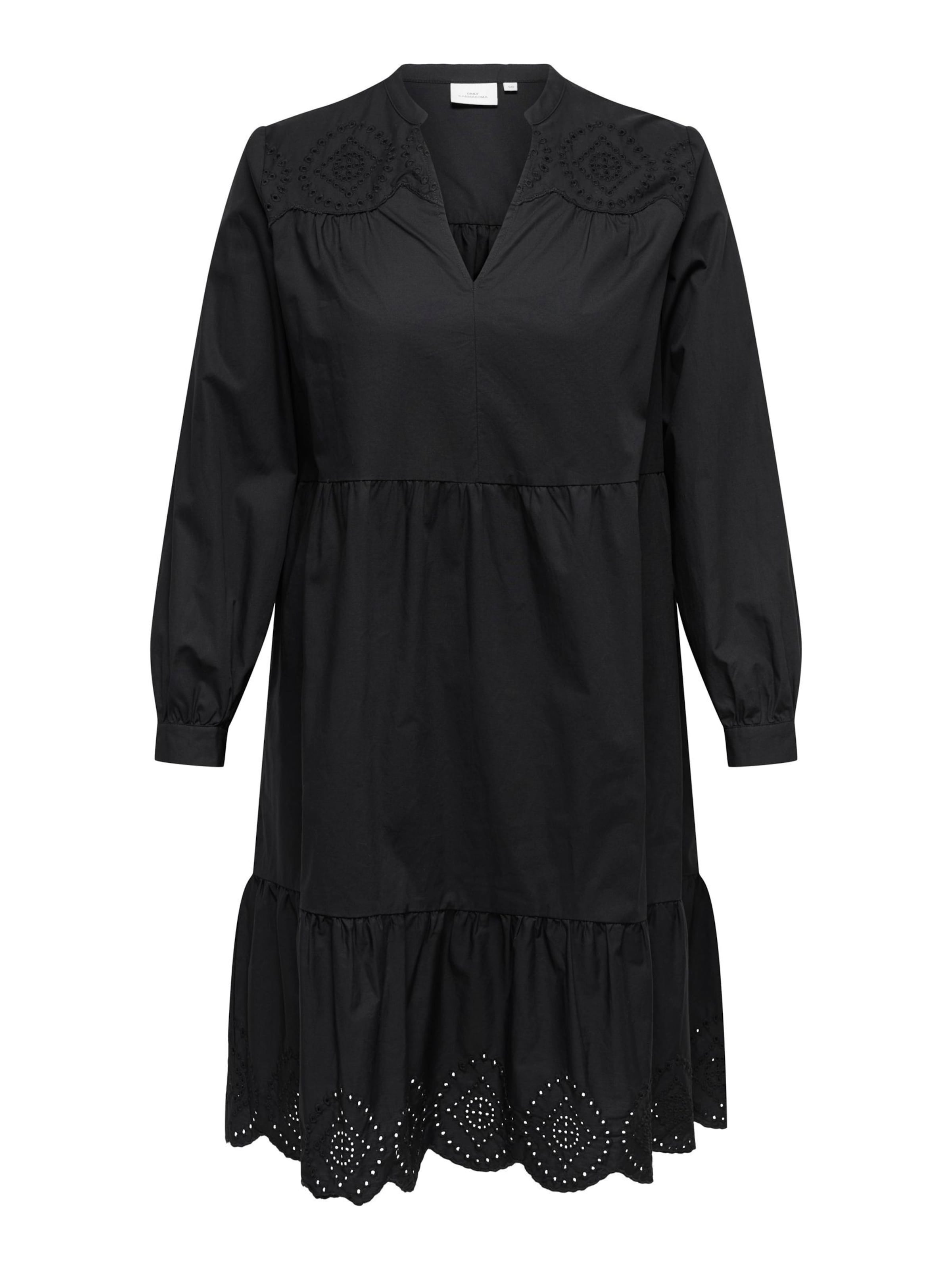 ONLY Carmakoma - Vestido camisero en negro: frente