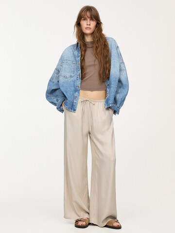 Pull&Bear Wide Leg Hose in Beige