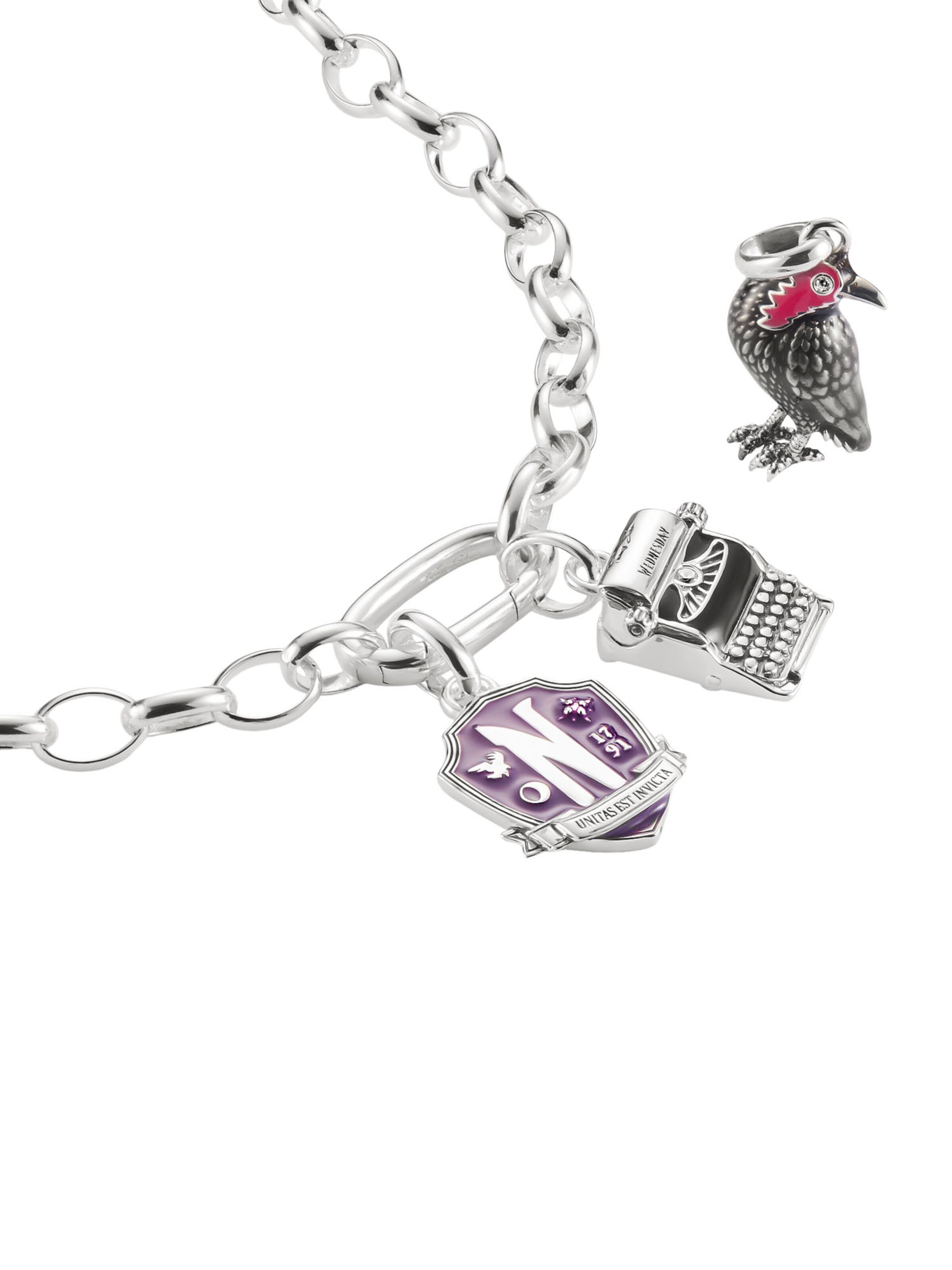 Thomas Sabo Pendant 'Wednesday Krähe Emaille Connect' in Red / Black / Silver, Item view