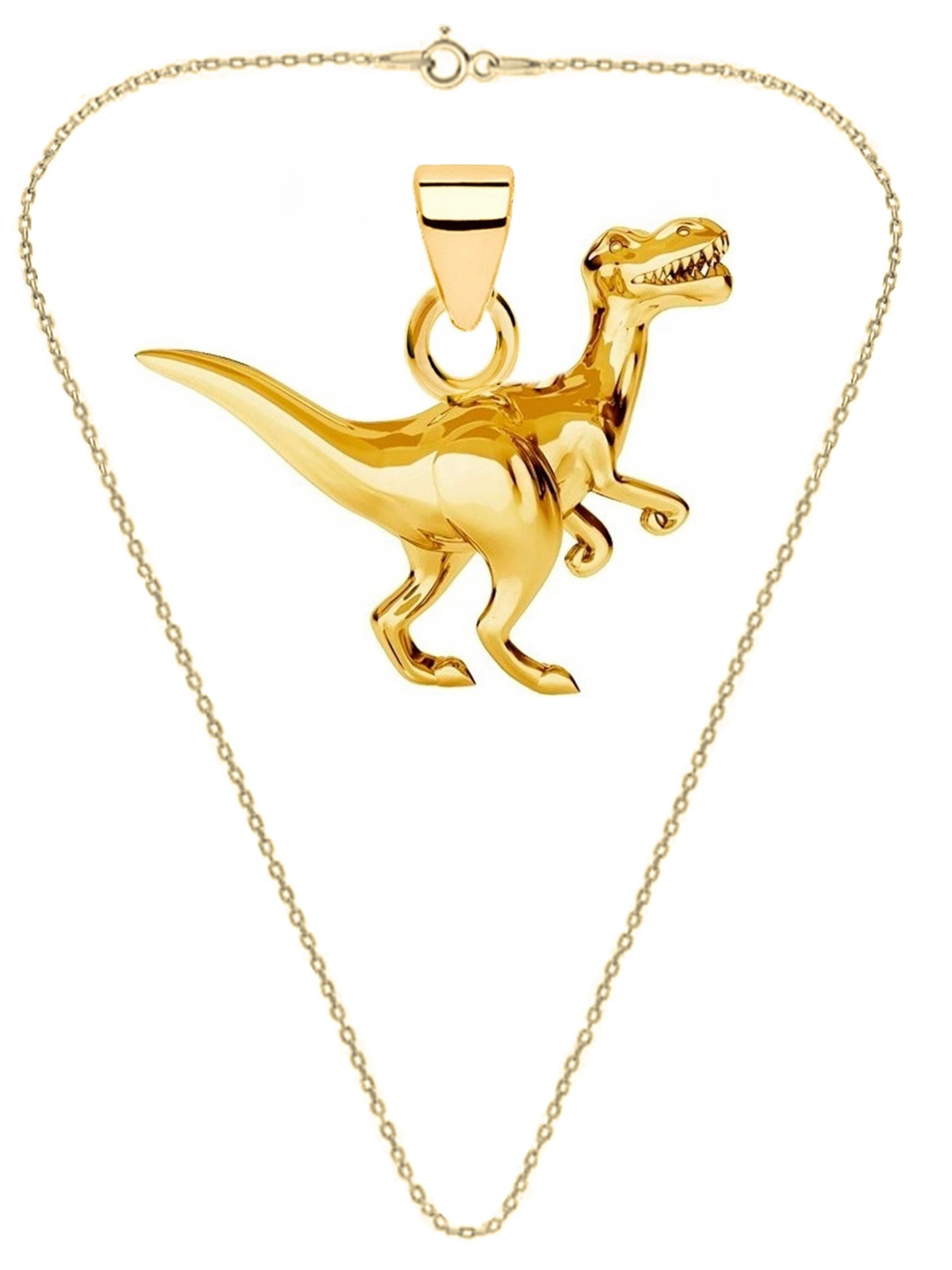 Goldene Hufeisen Kette 'Dinosaurier'‌‌‌ in Gold: Vorderseite