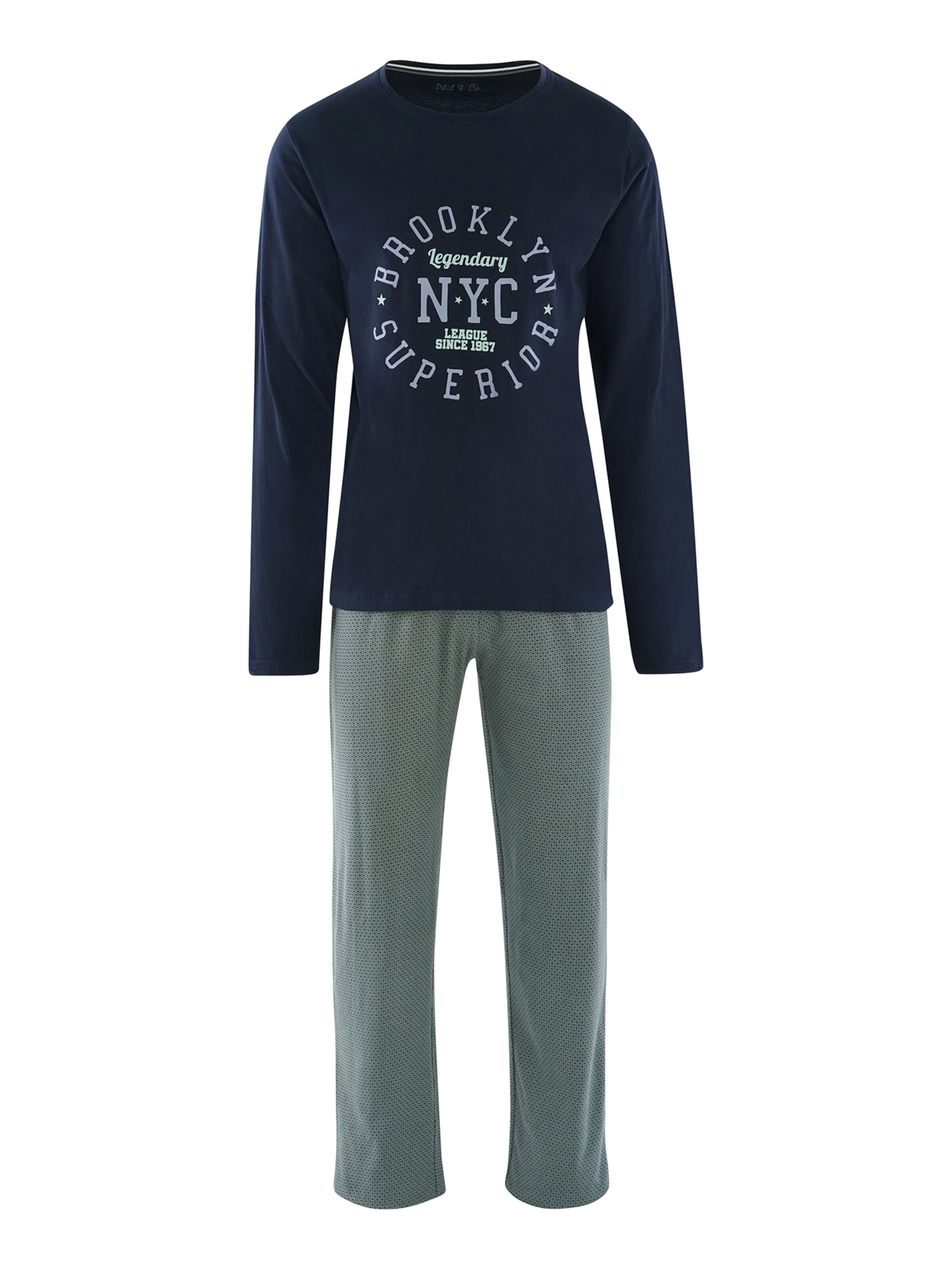Männer Wäsche Phil & Co. Berlin Pyjama ' Special Phil ' in Navy, Mint - VY65973 Männer Wäsche Phil & Co. Berlin Pyjama ' Special Phil ' in Navy, Mint - VY65973
