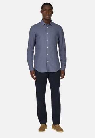 Boggi Milano Regular Bandplooibroek in Blauw