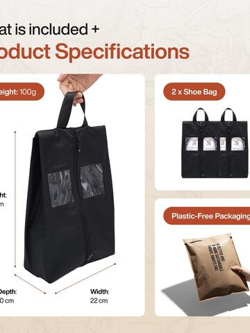 TRAVEL DUDE Reistas 'Schuhtaschen Set 2 Teilig aus recycelten Plastikflaschen, Schuhbeutel Organizer' in Zwart