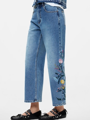 Desigual Wide leg Jeans 'Flower' i blå: framsida