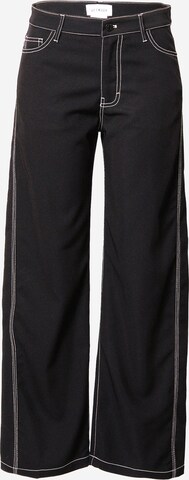 Wide Leg Pantalon 'Abigail' WEEKDAY en noir : devant