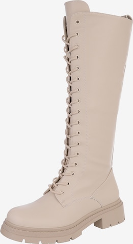 Ital-Design Schnürstiefel in Beige: Vorderseite