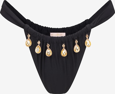 Moda Minx Bikini Bottoms 'Selene Droplet Rouched Fixed' in Black, Item view