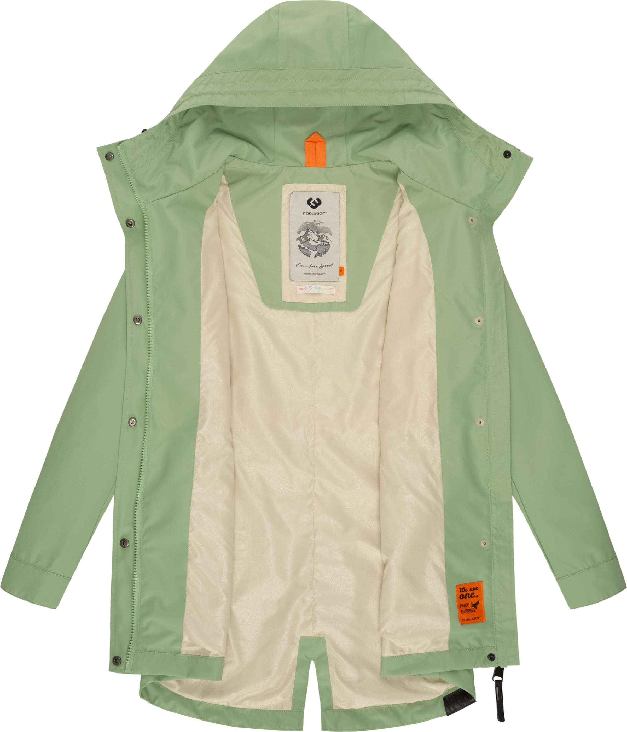 Ragwear Toiminnallinen pitkä takki 'Begonia' värissä vihreä