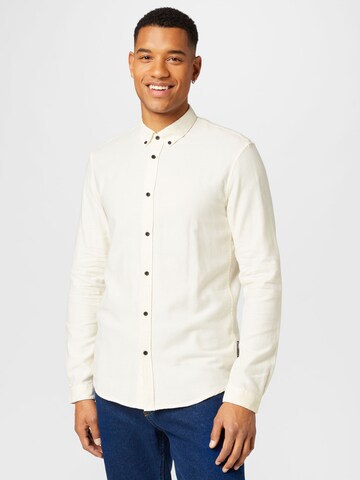 TOM TAILOR DENIM Slim fit Button Up Shirt in Beige: front