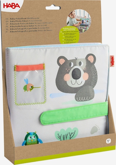 HABA Stoffbuch 'Baby-Fotoalbum Waldfreunde' in grau / grün / weiß, Produktansicht