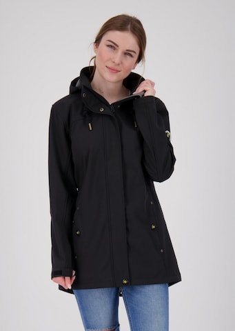 ankerglut Tussenjas 'Softshellmantel Ankerglutbrise Damen Softshelljacke Kapuze' in Zwart: voorkant