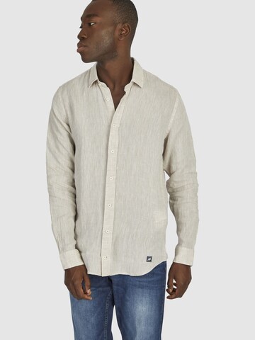 HECHTER PARIS Slim fit Button Up Shirt in Beige: front