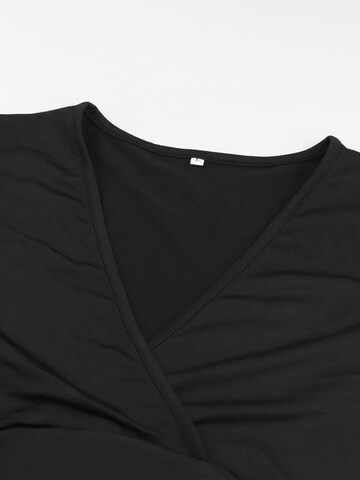 MEETWEE Shirt 'V-neck slim fit black' in Black