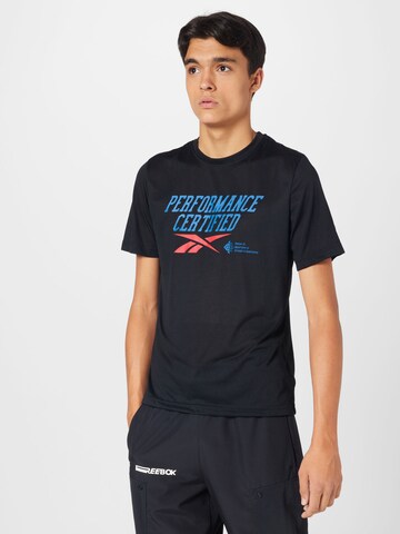 T-Shirt fonctionnel Reebok en noir : devant