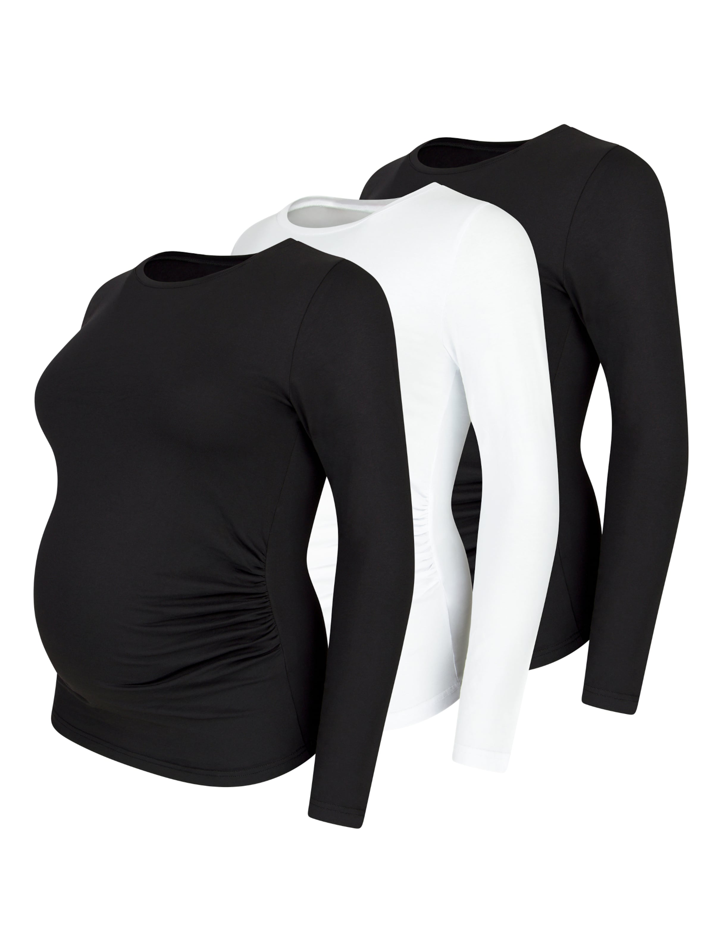 M.M.C. Shirt 'Langarm Basic Umstandsmode' in Schwarz: Vorderseite