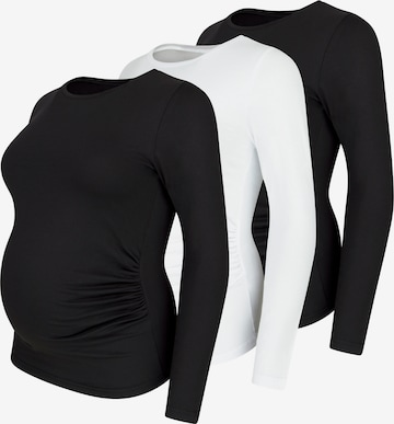 M.M.C. Shirt 'Langarm Basic Umstandsmode' in Schwarz: Vorderseite