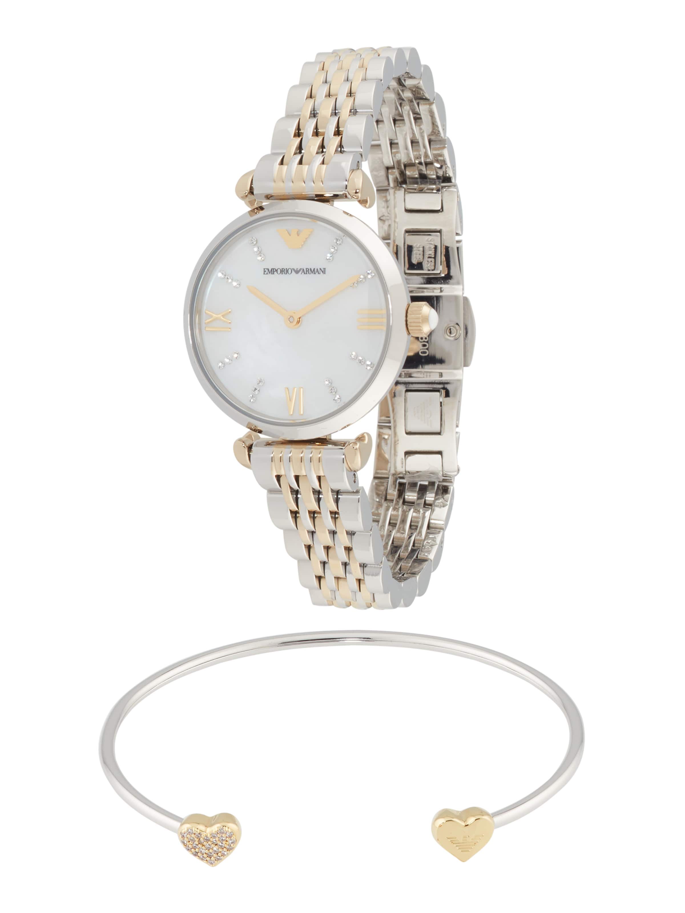 Ceas analogic de la Emporio Armani pe argintiu: față