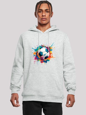 F4NT4STIC Hoodie 'Bunte Fußball Grafik' in Grau: Vorderseite