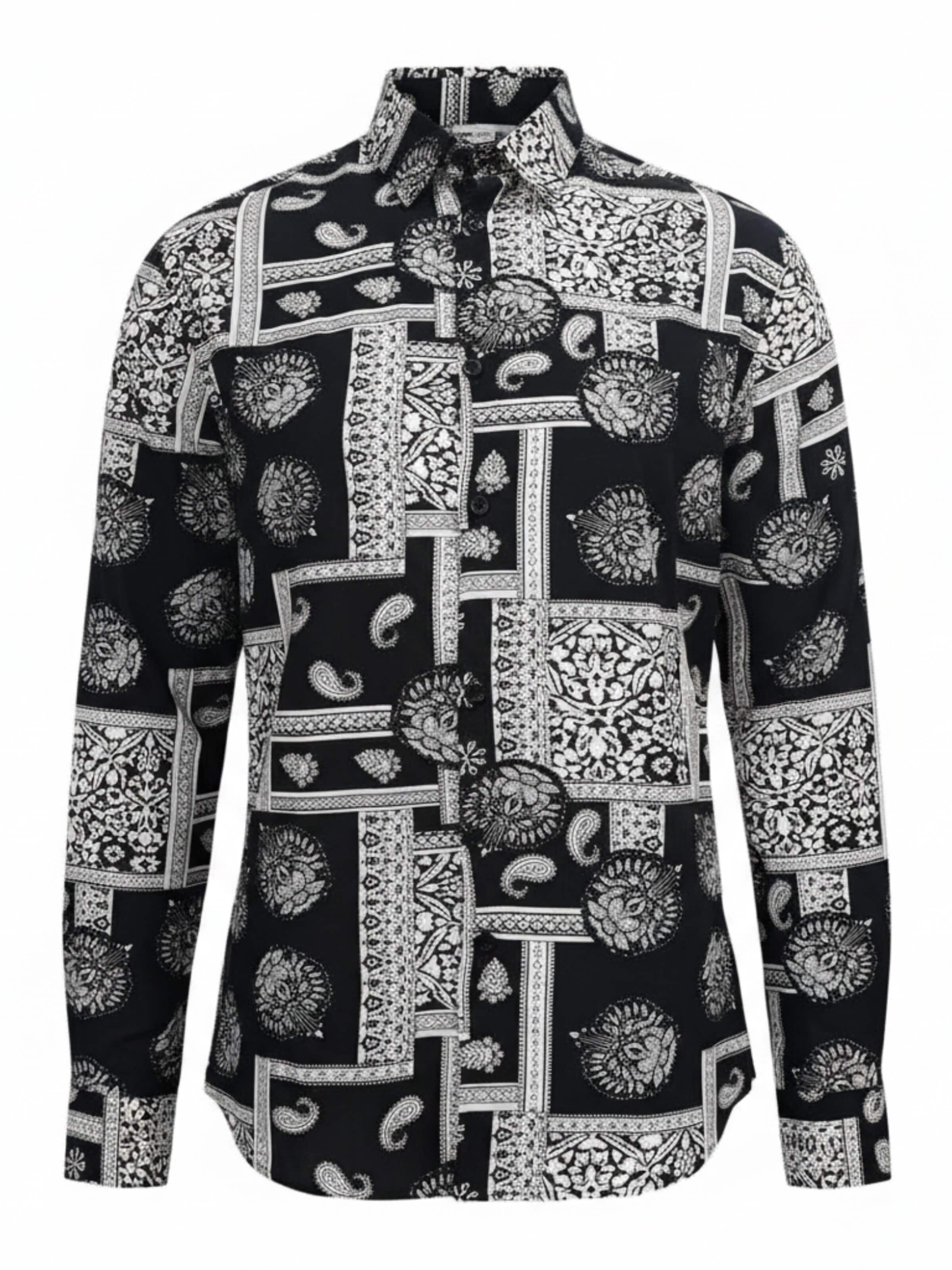 Radwa Regular fit Overhemd 'Men's Viscose multicolor pattern shirt' in Zwart: voorkant