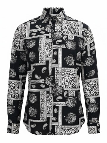 Regular fit Cămașă 'Men's Viscose multicolor pattern shirt' de la Radwa pe negru: față