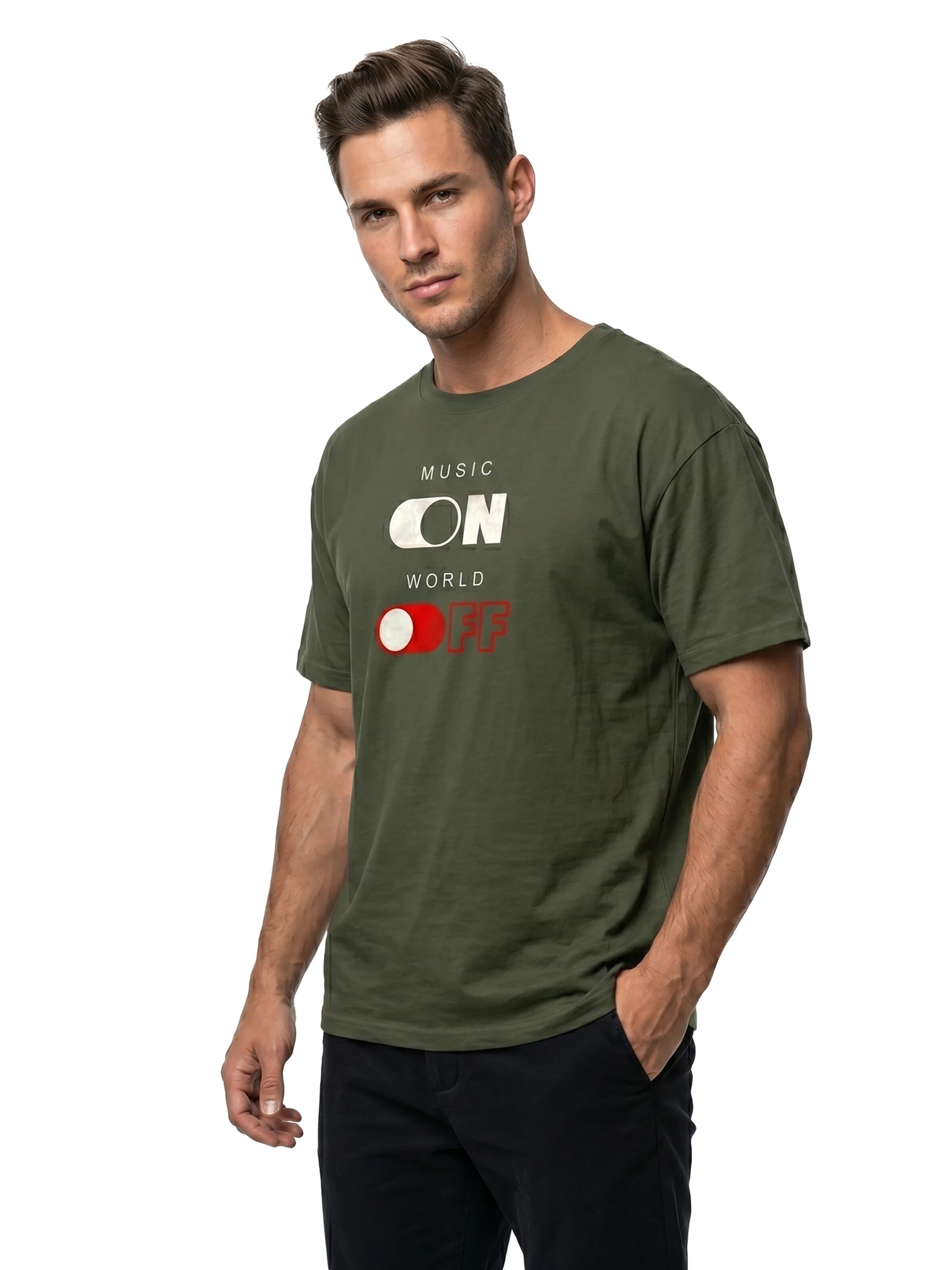 MAKAYA Shirt 'World Off' in Green
