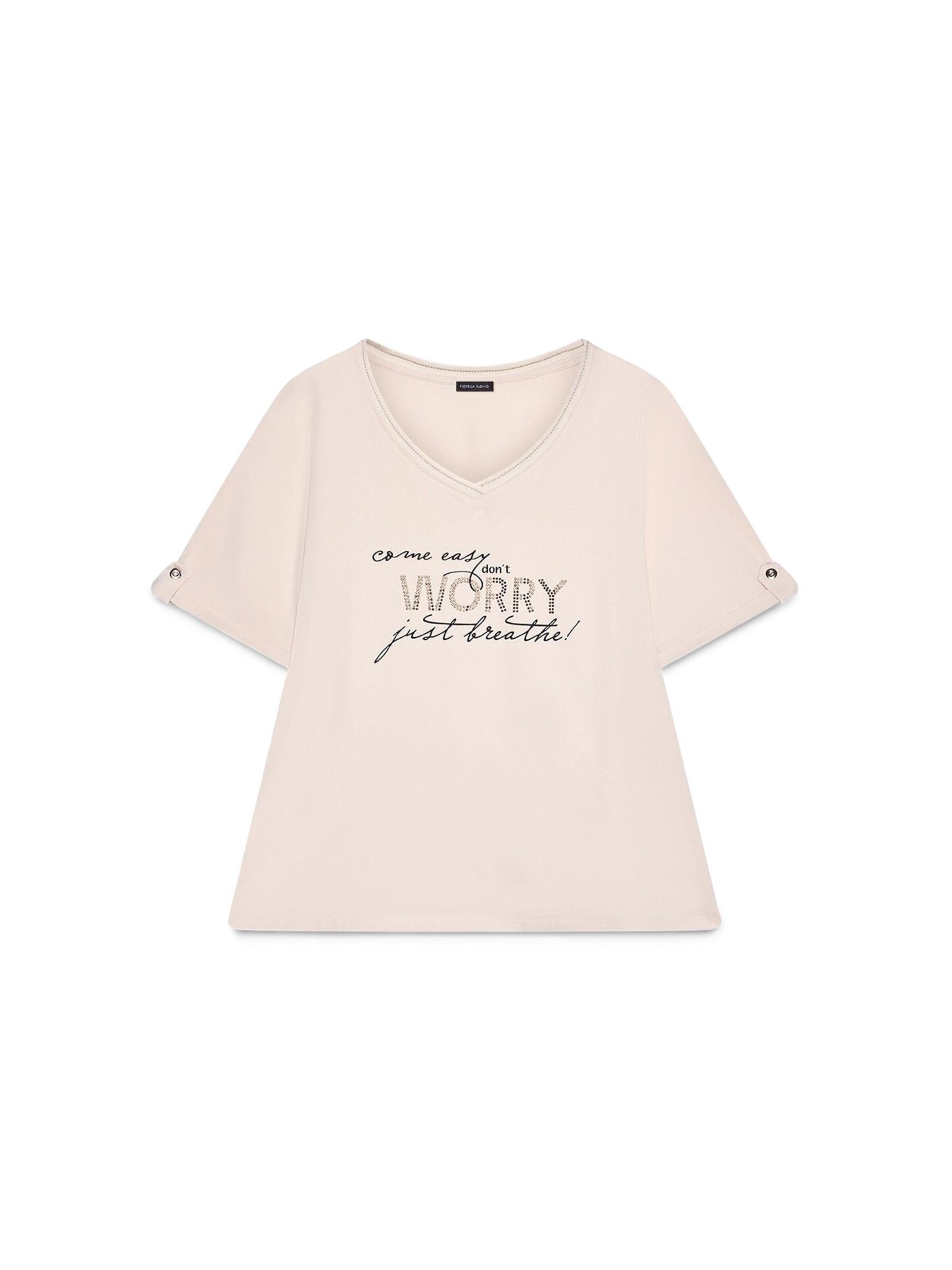 T-shirt Fiorella Rubino en beige : devant