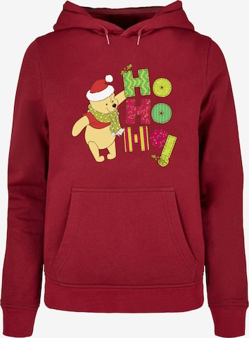 ABSOLUTE CULT Sweatshirt 'Winnie The Pooh - Ho Ho Ho Scarf' in Rood: voorkant