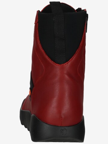 Softinos Lace-Up Ankle Boots in Red