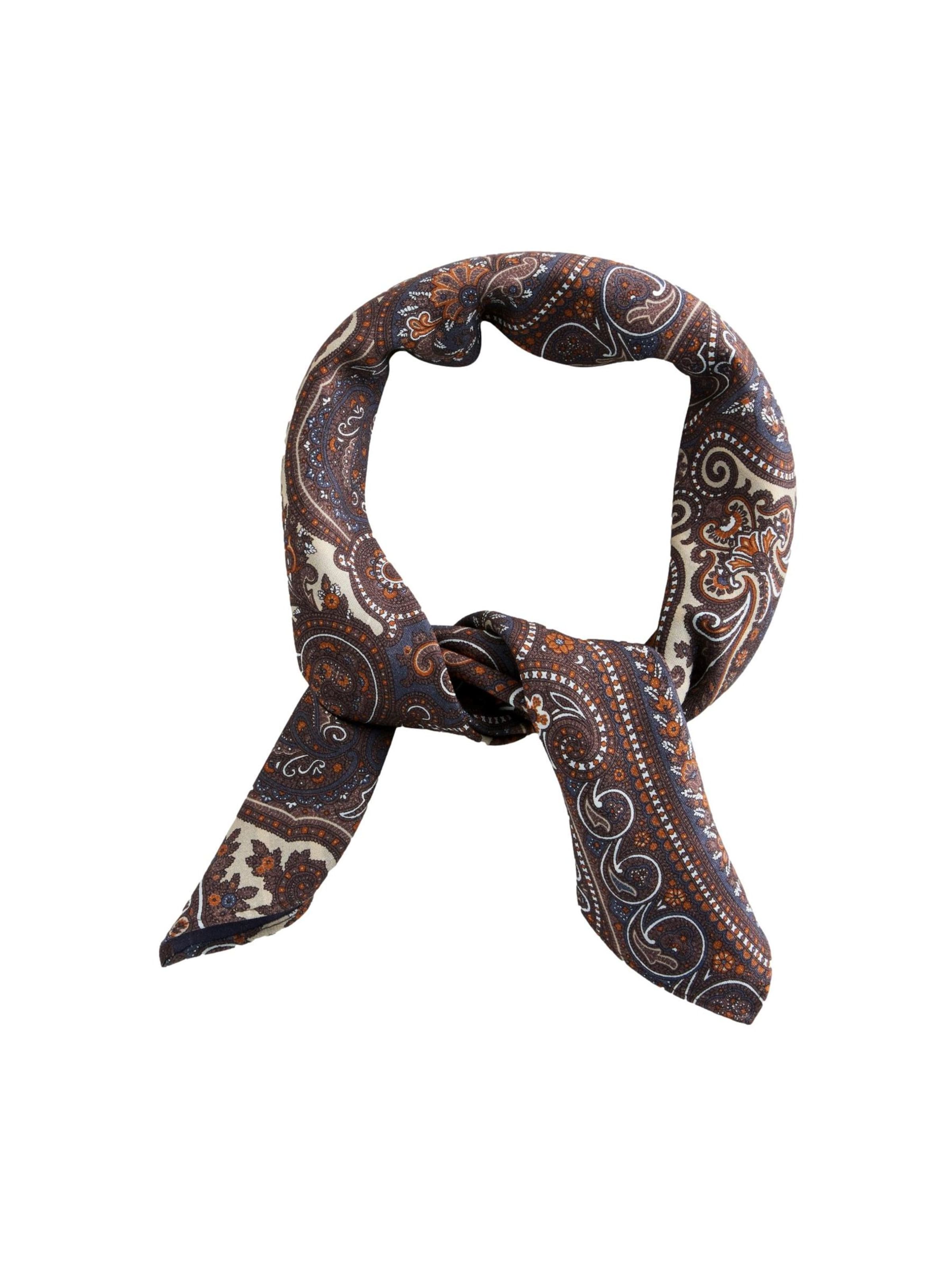 Next Foulard en crème / bleu marine / caramel / brun foncé, Vue avec produit