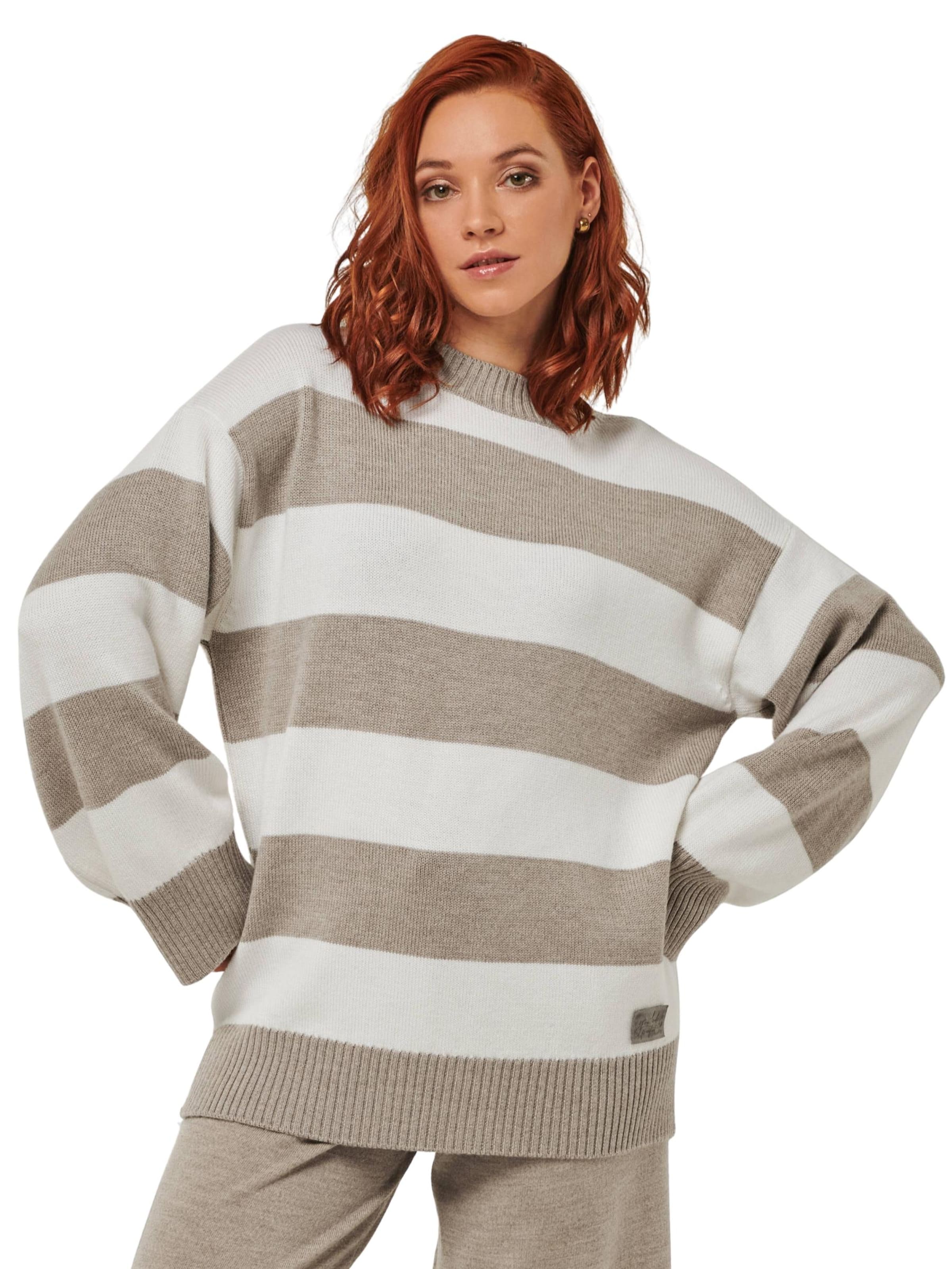 Pull-over oversize 'PULLOVER FELIA - Lässiger Blockstreifen Pullover aus Merino' YOU LOOK PERFECT en gris : devant