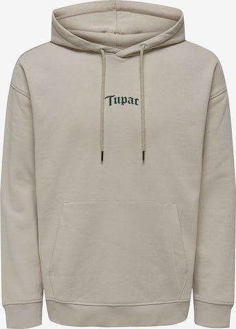 Only & Sons Sweatshirt 'Tupac' in Grey: front