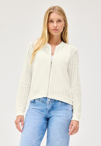 Street One Studio Langarm Jacke mit Struktur und Zipper in Weiß: Vorderseite