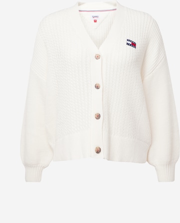 Tommy Jeans Curve Knit Cardigan in White: front