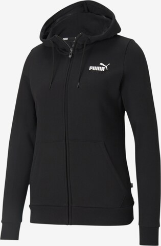 PUMA - Sudadera con cremallera deportiva 'Essential' en negro: frente