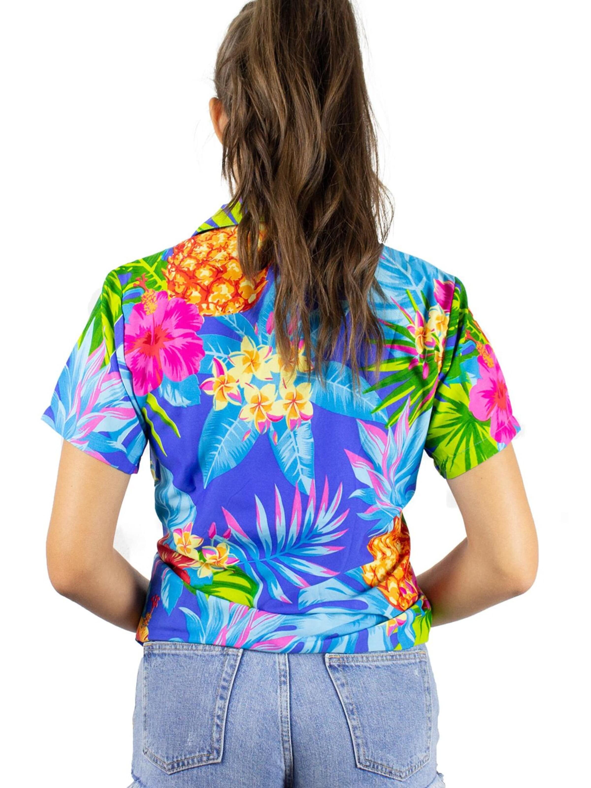 King Kameha Blouse 'Pineapple' in Blauw