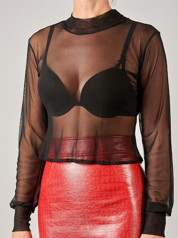 INNA.Trachten Traditional Blouse 'Turtleneck' in Black: front