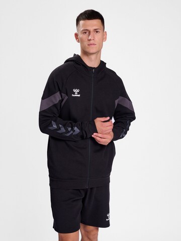 Hummel Athletic Zip-Up Hoodie 'TRAVEL' in Black: front