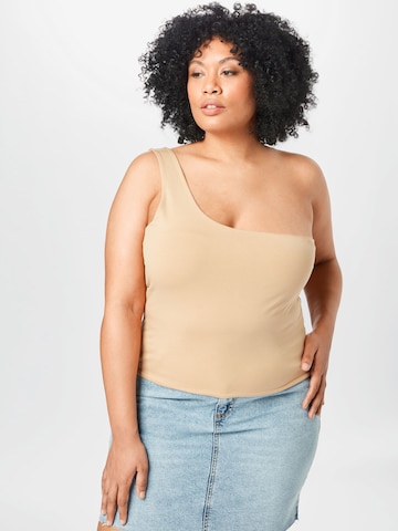 Cotton On Curve Top in Beige: front