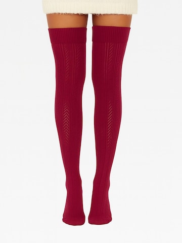 Lycille Over the Knee Socks in Red: front