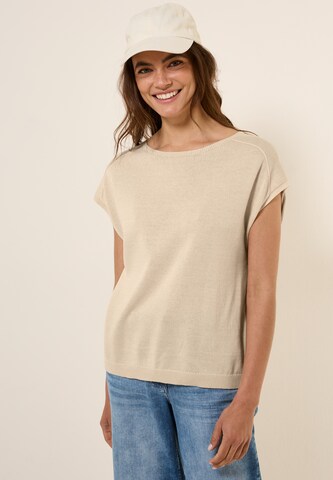 CECIL Leinen-Look Strickpullover in Beige: Vorderseite