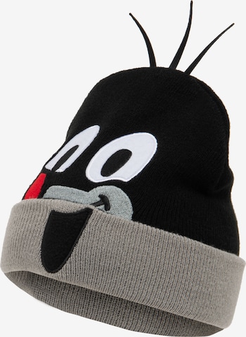 LOGOSHIRT Beanie 'Der Kleine Maulwurf - Mascot' in Black: front