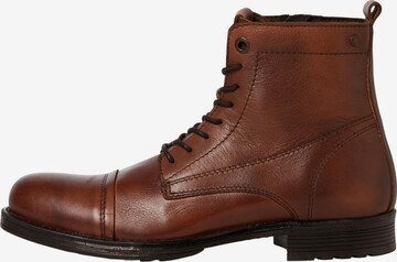 JACK & JONES Boots med snörning 'Shaun' i brun: framsida