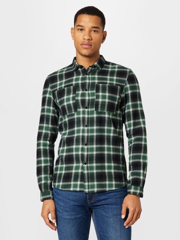 Coupe slim Chemise TOM TAILOR DENIM en vert : devant