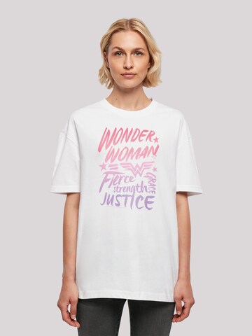 F4NT4STIC Oversized shirt 'DC Comics Wonder Woman Gradient Text' in Wit: voorkant