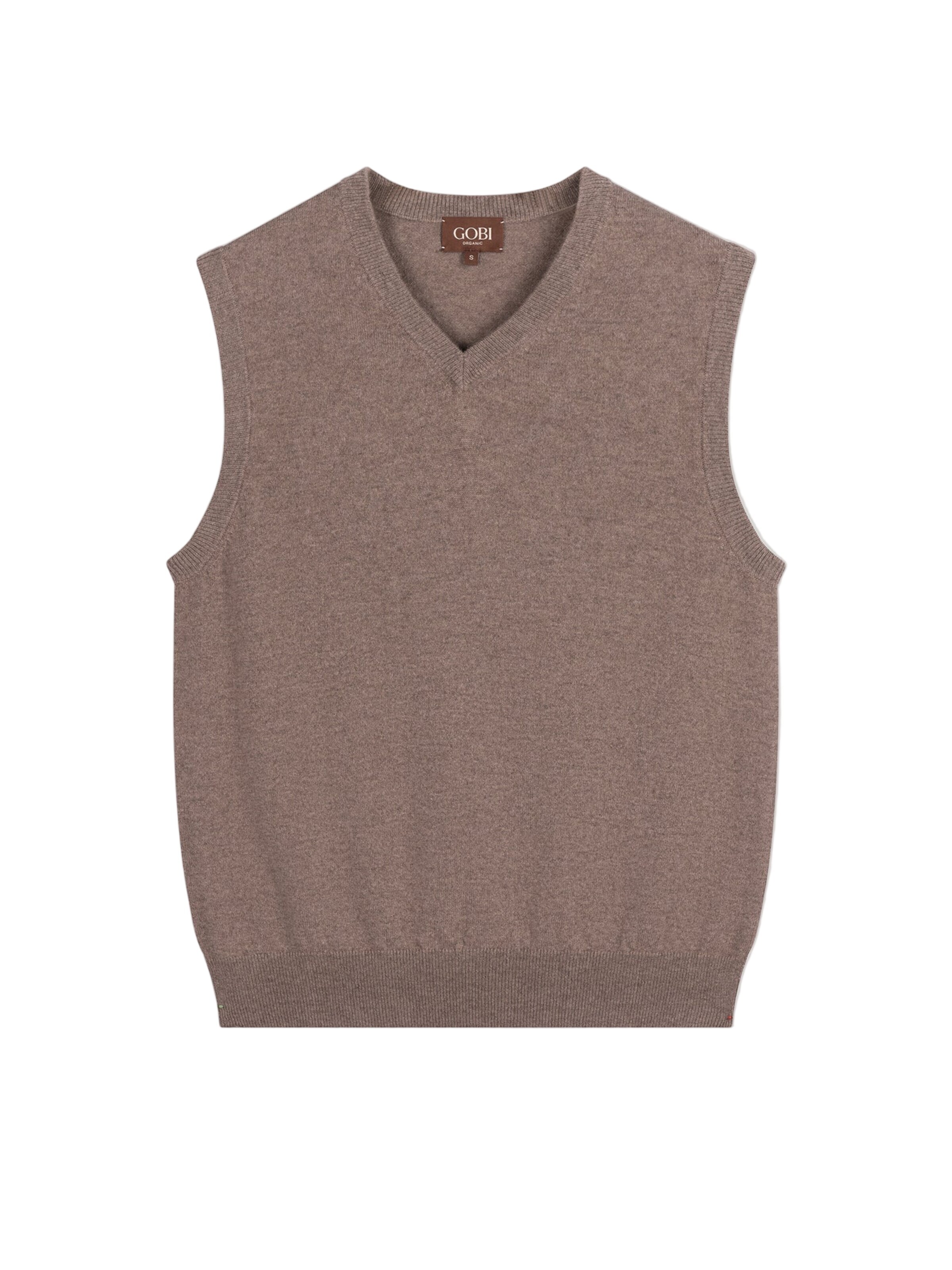 GOBI Cashmere Bodywarmer 'Men's Essential V-Neck Cashmere Vest' in Grijs: voorkant