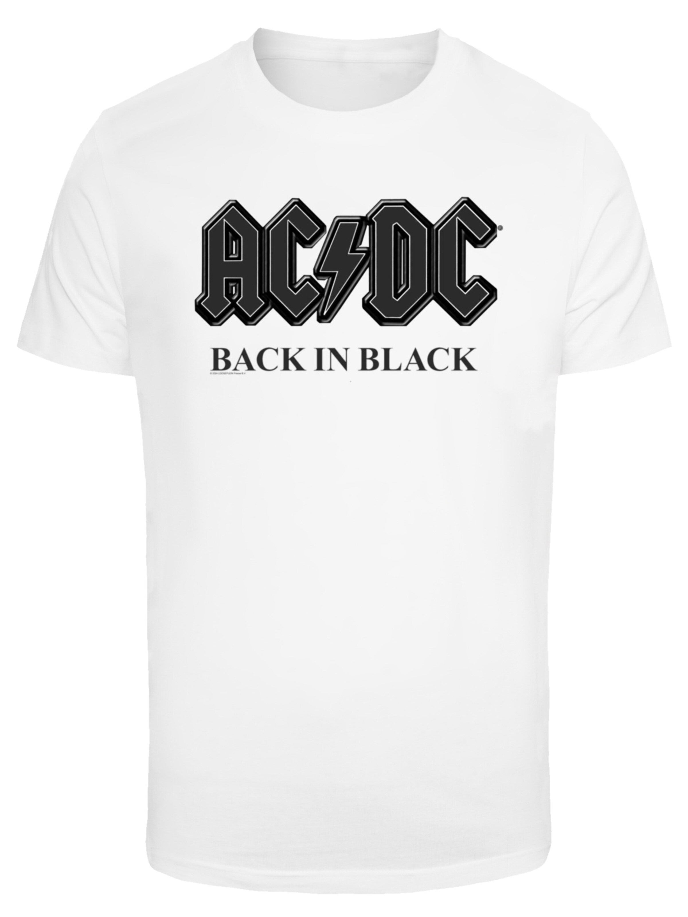 F4NT4STIC Shirt 'ACDC Back In Black' in Wit: voorkant