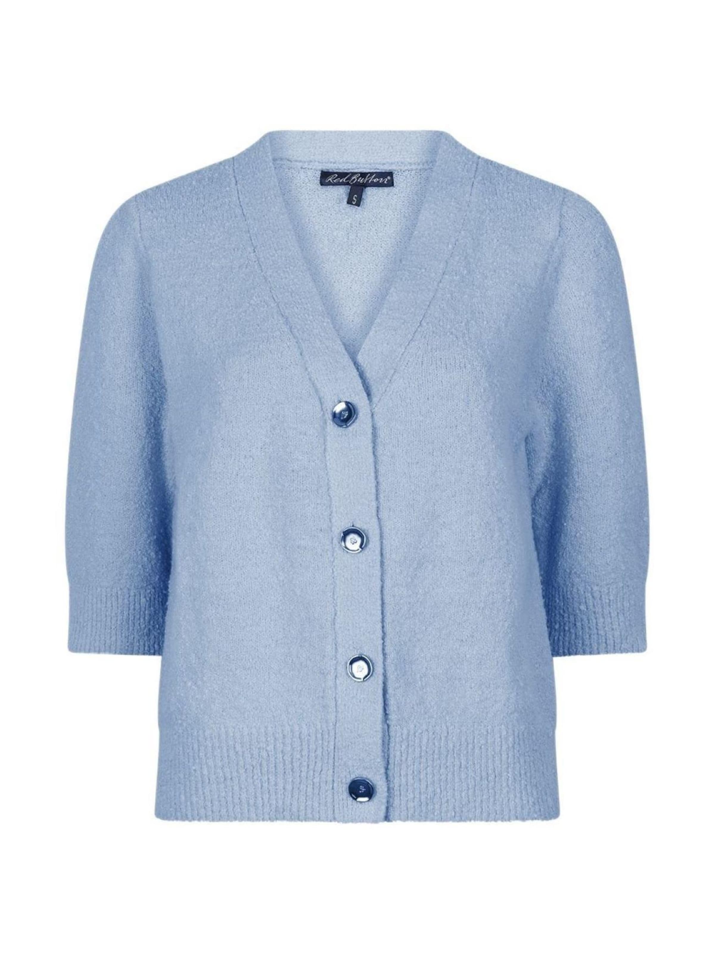 Red Button Gebreid vest 'Red Button Popcorn vest L.blau' in Blauw: voorkant