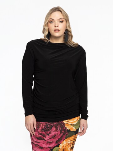 Yoek Shirt 'Asymmetric' in Zwart: voorkant